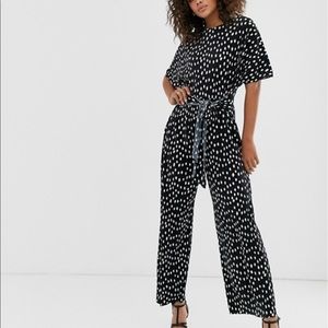 ASOS polka dot plisse culotte jumpsuit